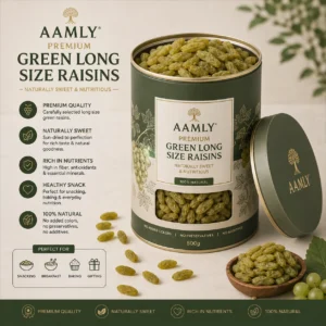 Premium Green Raisins – Natural Long Green Kishmish | Sweet & Healthy Dry Fruits